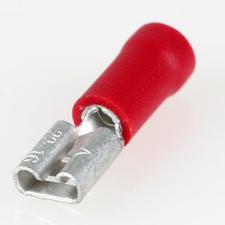 100 x Flachsteckhlse rot 0,5x4,8 halbisoliert fr Leitungsquerschnitt 0,5-1,5mm