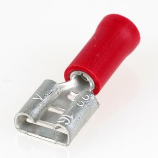 100 x Flachsteckhlse rot 0,8x6,4 halbisoliert fr Leitungsquerschnitt 0,5-1,5mm