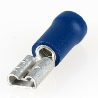 100 x Flachsteckhlse blau 0,5x4,8 halbisoliert fr Leitungsquerschnitt 1,5-2,5mm