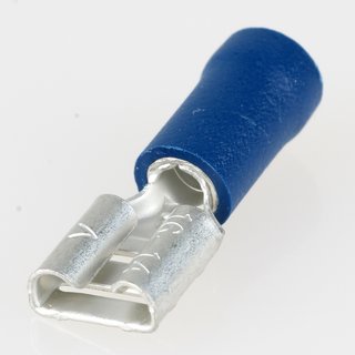100 x Flachsteckhlse blau 0,8x6,4 halbisoliert fr Leitungsquerschnitt 1,5-2,5mm