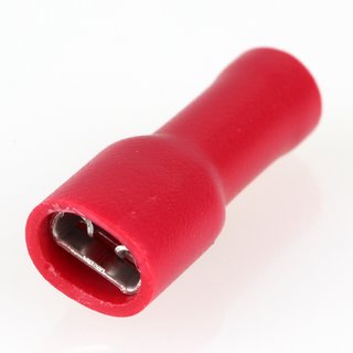 100 x Kabelschuh Flachsteckhlse rot 0,5x4,8 S vollisoliert fr Leitungsquerschnitt 0,5-1,5mm