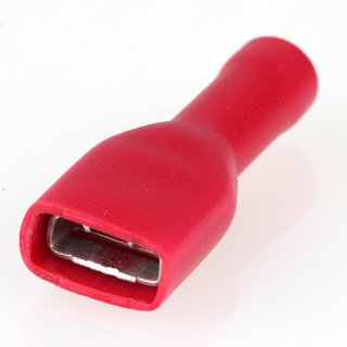 100 x Kabelschuh Flachsteckhlse rot 0,8x6,4 vollisoliert fr Leitungsquerschnitt 0,5-1,5mm