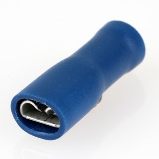 100 x Kabelschuh Flachsteckhülse blau 0,5x4,8 S vollisoliert für Leitungsquerschnitt 1,5-2,5mm²