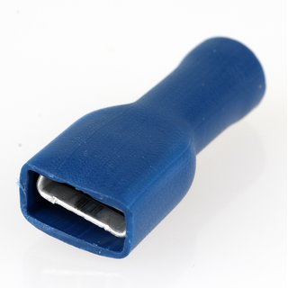 100 x Kabelschuh Flachsteckhlse blau 0,8x6,4 vollisoliert fr Leitungsquerschnitt 1,5-2,5mm