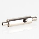 Messing Seilstopper 9x29 mm mit seitlichem Ausgang und Befestigungsschlitz, vernickelt