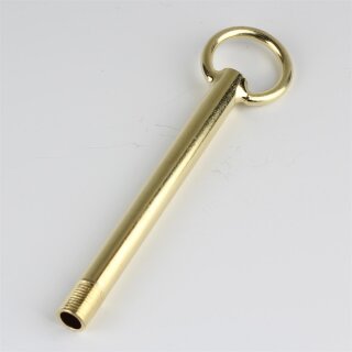 M10x1 Aufhängerohr für Lampen – Pendelrohr mit Ring 30 mm vermessingt – 120 mm Länge