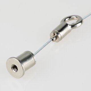Lampen Stahlseil-Aufhngung &ndash; 1 m Stahlseil mit Seilstopper (se) & Deckenhalter