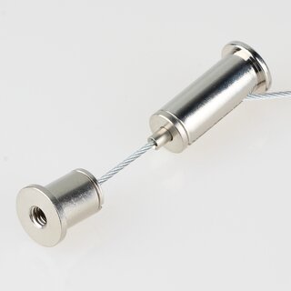 Lampen Stahlseil-Aufhngung &ndash; 1 m Stahlseil mit Seilstopper & Deckenhalter mit Schlitz