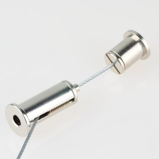 Lampen Stahlseil-Aufhngung &ndash; 1 m Stahlseil mit Seilstopper & Deckenhalter mit Schlitz