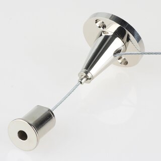 Lampen Stahlseil-Aufhngung &ndash; 1 m Stahlseil mit konischem Seilstopper & Deckenhalter