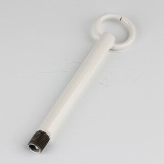 M10x1 Aufhängerohr für Lampen – Pendelrohr mit Ring 30 mm weiß – 120 mm Länge