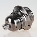 E27 Metall-Lampenfassung schwarz-chrom mit Metall Zugentlaster und 2 Schraubringe