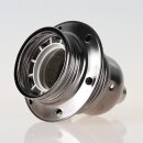 E27 Metall-Lampenfassung schwarz-chrom mit Metall Zugentlaster und 2 Schraubringe