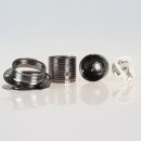 E27 Metall-Lampenfassung schwarz-chrom Außengewinde mit 2 Schraubringe