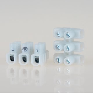 Lsterklemme Mini transparent 3-polig bis 1,5mm mit Beschriftung (L+Erde+N) 18x22x14mm