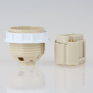 G9 Hochvolt-Halogen-Lampenfassung  26 mm mit Auengewinde und Schraubring M10x1 IG