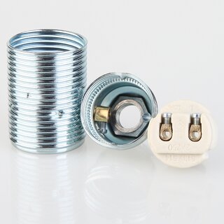 E14 Metall-Lampenfassung Premium verchromt mit Auengewinde, M10x1 IG