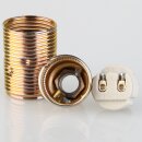 E14 Metall-Lampenfassung Premium vermessingt mit Außengewinde, M10x1 IG
