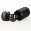 E14 Kunststoff-Lampenfassung schwarz mit M10x1 Gewindemantel