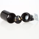 E14 Kunststoff Lampenfassung schwarz ohne Außengewinde mit Metall-Winkel