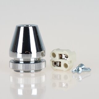 Fassungshalter 25x31mm verchromt mit GY6,35 Niedervolt Halogen-Fassung