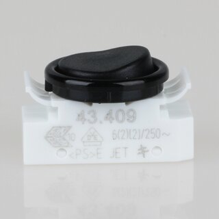 Lampen Einbau-Wippschalter schwarz &ndash; BJB 43.409, runde Wippe, 1-polig, 250V/6A
