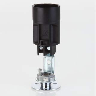 E14 Kunststoff Fassung 65mm schwarz mit Metall-Winkel fr Kronleuchter / Lster