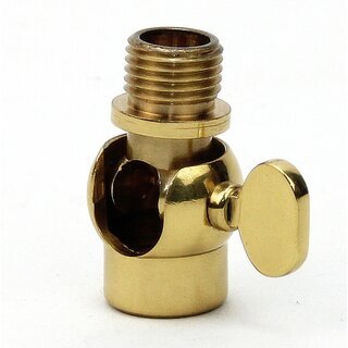 Lampen Kippgelenk 16x27 mm, Messing poliert, M10x1 Innengewinde auf M10x1 Auengewinde