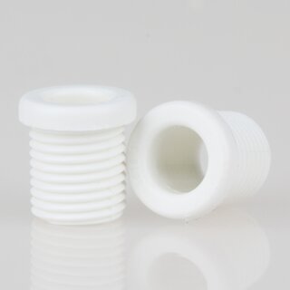 M10x1 Trompetennippel 12x12,5 mm, 10 mm lang, Rundbund, Kunststoff wei, ohne Verdrehschutz