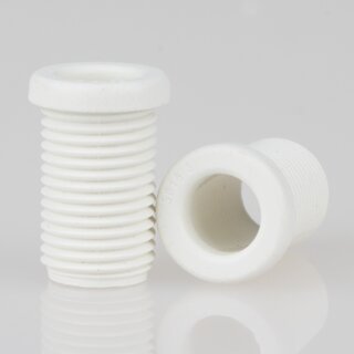 M10x1 Trompetennippel 12x17,5 mm, 15 mm lang, Rundbund, Kunststoff wei, ohne Verdrehschutz