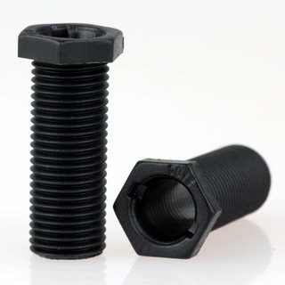 M10x1 Trompetennippel 12x28mm 6-kant 25mm lang Kunststoff schwarz ohne Verdrehschutz