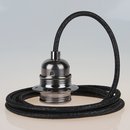 Textilkabel schwarz metallic mit E27 Fassung Metall...