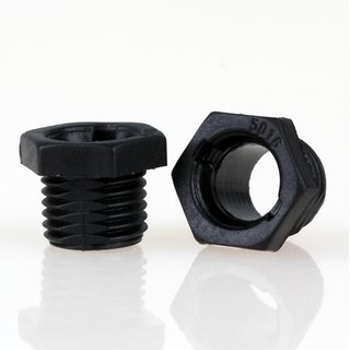 M10x1 Trompetennippel 12x10mm 6-kant 7mm lang Kunststoff schwarz mit Verdrehschutz