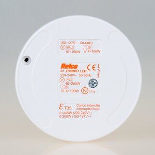 Schnur-Fudimmer Wei Relco Rondo LED 230V 40&ndash;250W / LED 4&ndash;100W