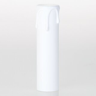 E14 Kerzenhlse Wei mit Tropfenoptik &ndash; Kunststoff,  26 mm, Hhe 100 mm