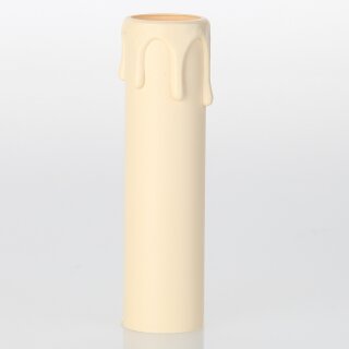 E14 Kerzenhülse Elfenbein mit Tropfenoptik – Kunststoff, Ø 26 mm, Höhe 100 mm