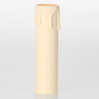 E14 Kerzenhlse Elfenbein mit Tropfenoptik &ndash; Kunststoff,  26 mm, Hhe 100 mm