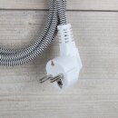 2,0m Gerätestecker Textilkabel Anschlussleitung schwarz-weiß 3x0,75mm² für alte Toaster Bügeleisen Waffeleisen