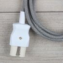 2,0m Gerätestecker Textilkabel Anschlussleitung schwarz-weiß 3x0,75mm² für alte Toaster Bügeleisen Waffeleisen