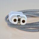 2,0m Gerätestecker Textilkabel Anschlussleitung schwarz-weiß 3x0,75mm² für alte Toaster Bügeleisen Waffeleisen
