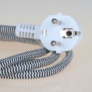 2,0m Gerätestecker Textilkabel Anschlussleitung schwarz-weiß 3x0,75mm² für alte Toaster Bügeleisen Waffeleisen