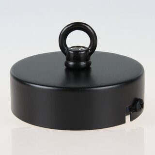 Lampen Baldachin 80  25 mm Metall schwarz mit Ringnippel 22 mm &ndash; fr Kettenaufhngung