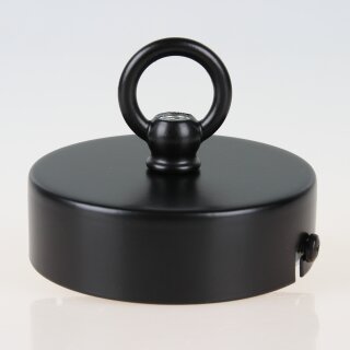 Lampen Baldachin 80 × 25 mm Metall schwarz mit Ringnippel 30 mm – für Kettenaufhängung