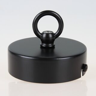 Lampen Baldachin 80  25 mm Metall schwarz mit Ringnippel 30 mm &ndash; fr Kettenaufhngung