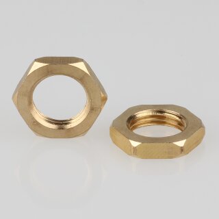 M10x1 Sechskantmutter – SW14, 3 mm Höhe, Messing roh unbehandelt