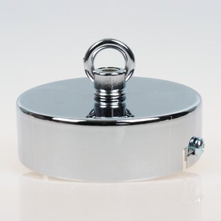 Lampen Baldachin 80  25 mm Metall verchromt mit Ringnippel 22 mm &ndash; fr Kettenaufhngung