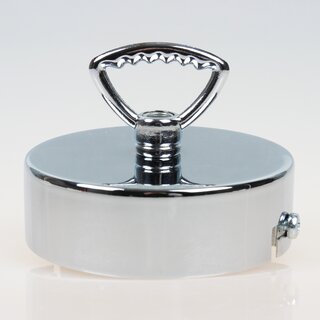 Lampen Baldachin 80  25 mm Metall verchromt mit Zahn-Ringnippel 42 mm &ndash; fr Kettenaufhngung