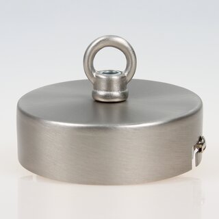 Lampen Baldachin 80  25 mm Metall in Edelstahloptik mit Ringnippel 22 mm &ndash; fr Kettenaufhngung