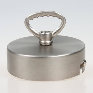 Lampen Baldachin 80  25 mm Metall in Edelstahloptik mit Zahn-Ringnippel 42 mm &ndash; fr Kettenaufhngung