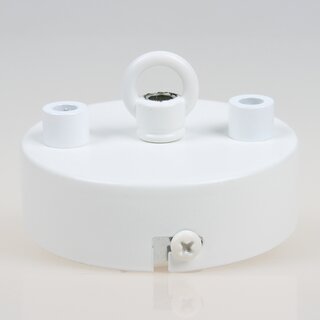 3-Loch Lampen Baldachin 80  25 mm Metall wei mit Ringnippel 22 mm &ndash; fr Kettenaufhngung